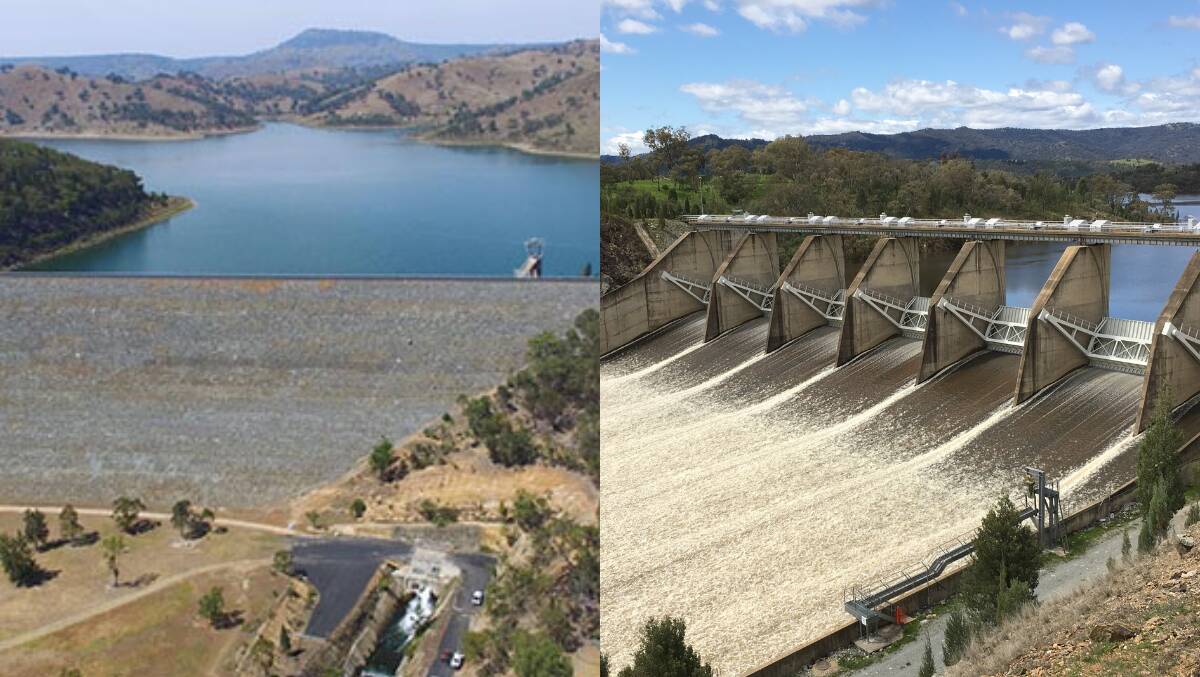 Burrendong Dam (right) is past full, so why is Windamere Dam still releasing water? FILE