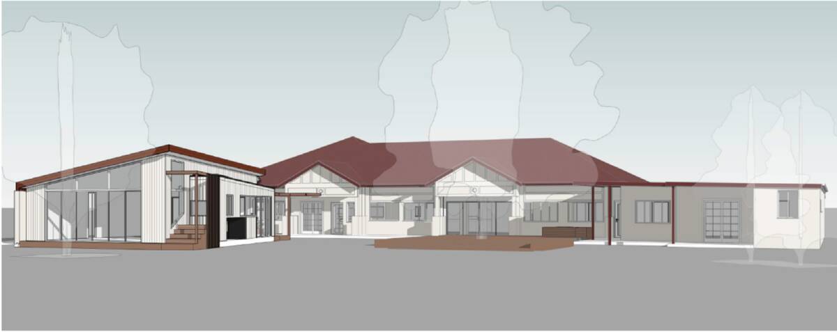 An architectural render from the council documents of the new multipurpose space as seen from the rear of the building. 
