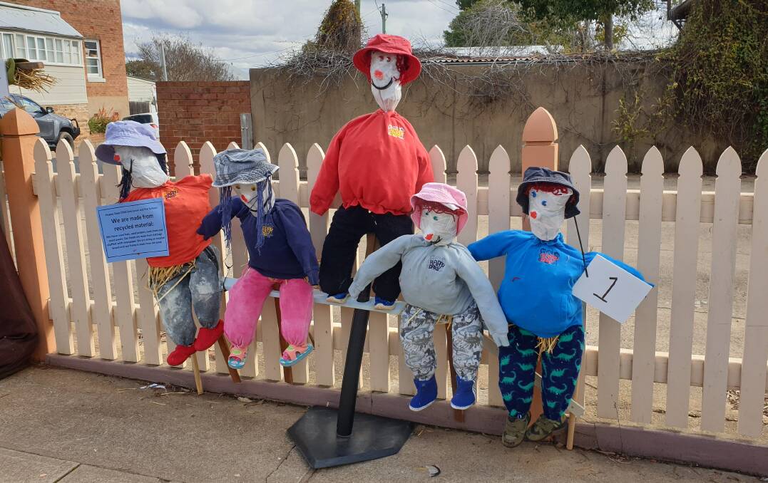 2021 winning scarecrow in the recycled category entitled Happy Days Bunch, made by the Happy Days Childcare Centre.