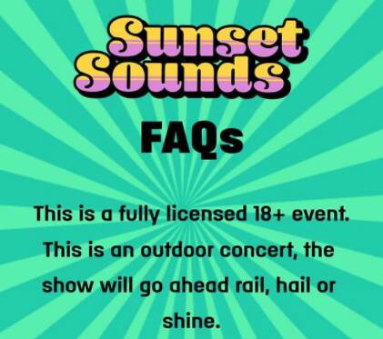 An image from the Sunset Sounds website that said the event would still go ahead if it rained.