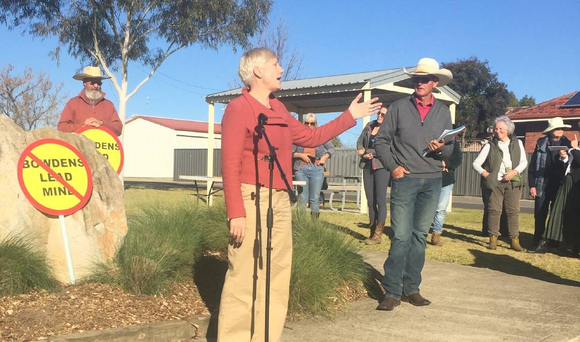 Greens MP Cate Faehrmann in Mudgee on July 12 when she spoke at a rally by the Lue Action Group who oppose the Bowdens Silver mine. Photo: Supplied