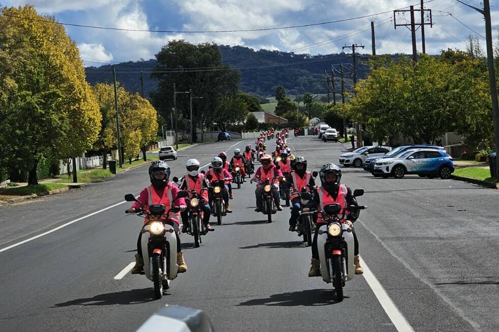 The women riding into Mudgee at the end of the trip. Supplied / Brendan Crane