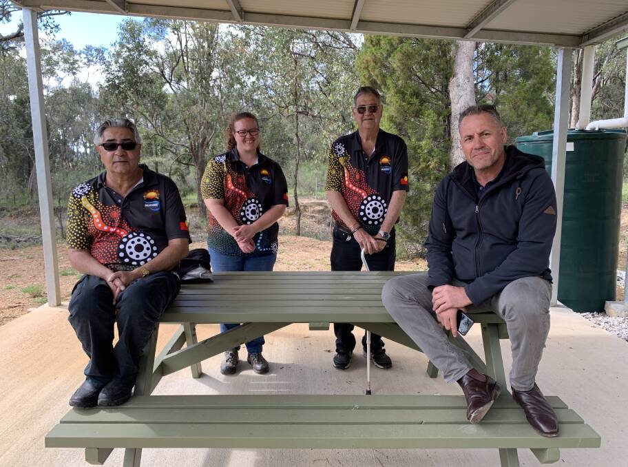 CEO of the Mudgee local Aboriginal Lands Council Tony Lonsdale, Chairperson Aleshia Lonsdale, Board Member John Newton and Safety Manager at Hutchinson Builders Steven Whyatt.