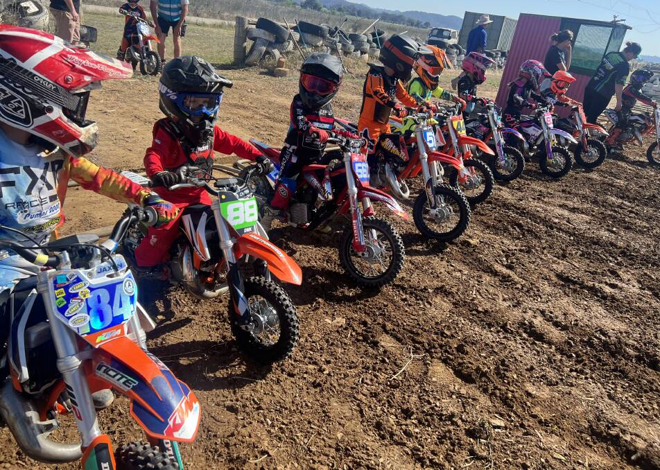 Riders aged 4-7 years old ready to race at the club's most recent race day. Supplied