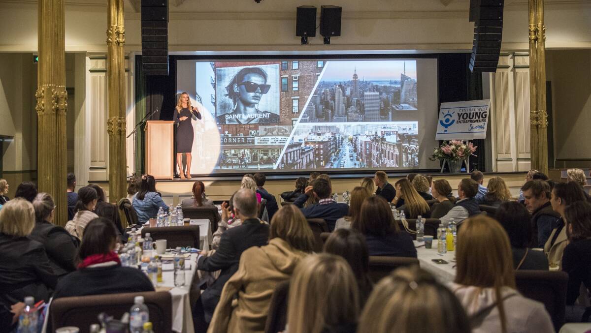 Entrepreneur and founder of Samantha Wills Jewellery and the Samantha Wills Foundation, Samantha Wills, delivering the keynote address on The art of brand building; from regional Australia to the international stage at the inaugural Central West Young Entrepreneurs Summit. Photo: Submitted