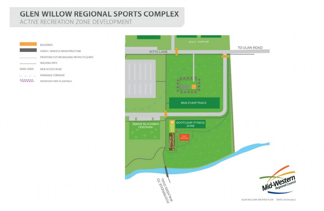 A snippet from the Council report that shows the recommended location for a BMX pump track. Image: Mid-Western Regional Council