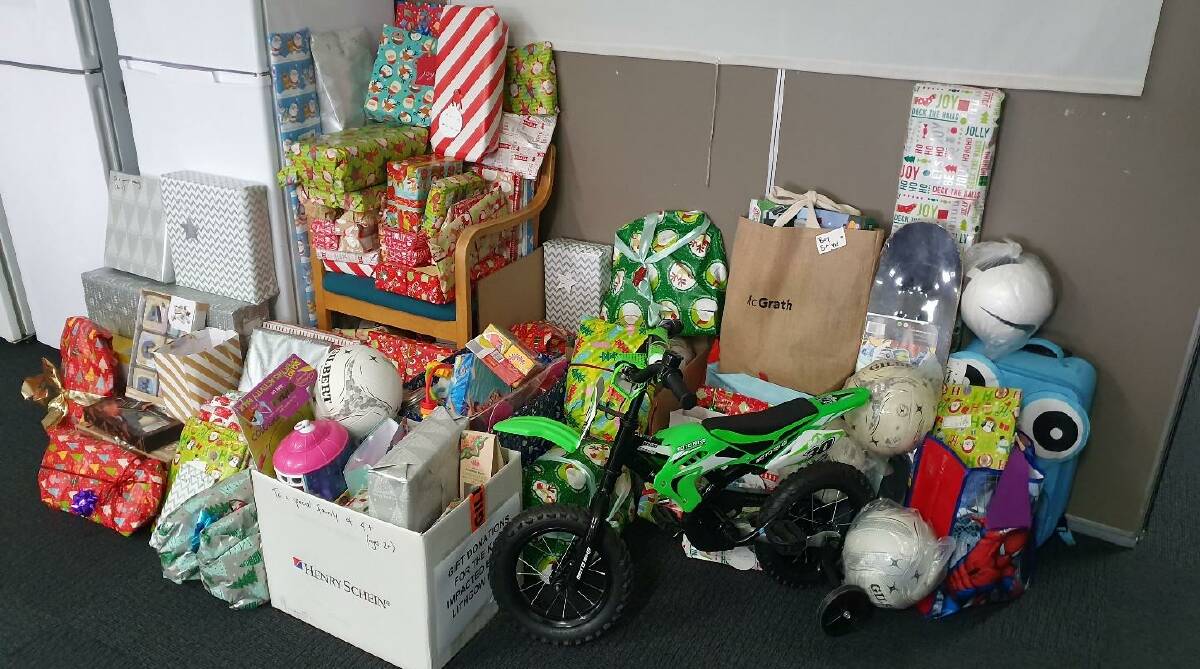 GENEROUS: A swathe of donations from the community when they were stored in the Mudgee Police Station meal room. Photo: Supplied