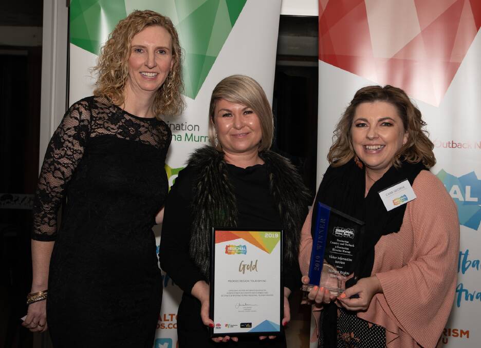 Nicole O'Donnell from NSW Business Chamber and Leianne Murphy with CEO of Mudgee Region Tourism, Cara George. Photo: Sarah O'Neill Photography