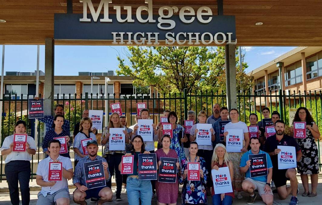 NSW Teachers Federation members at Mudgee High School on Thursday. Photo: Supplied