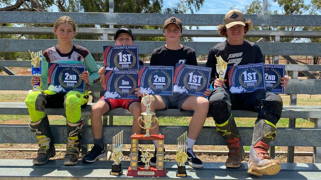 Tabitha Newcomb, Jake Doyle,Tom O'Dwyer, and Jeremy Waters in December 2020. Photo: Mudgee Dirtbikes Facebook page