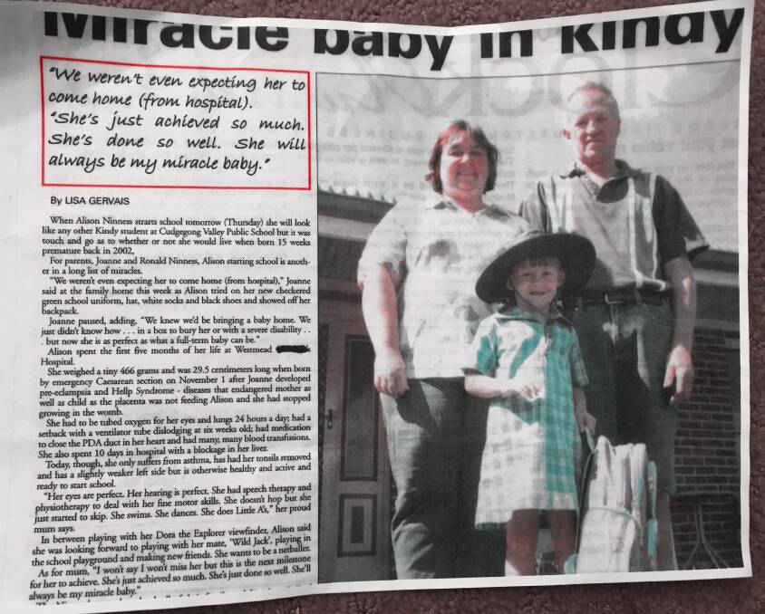 A Mudgee Guardian story in 2008 when Alison started primary school.