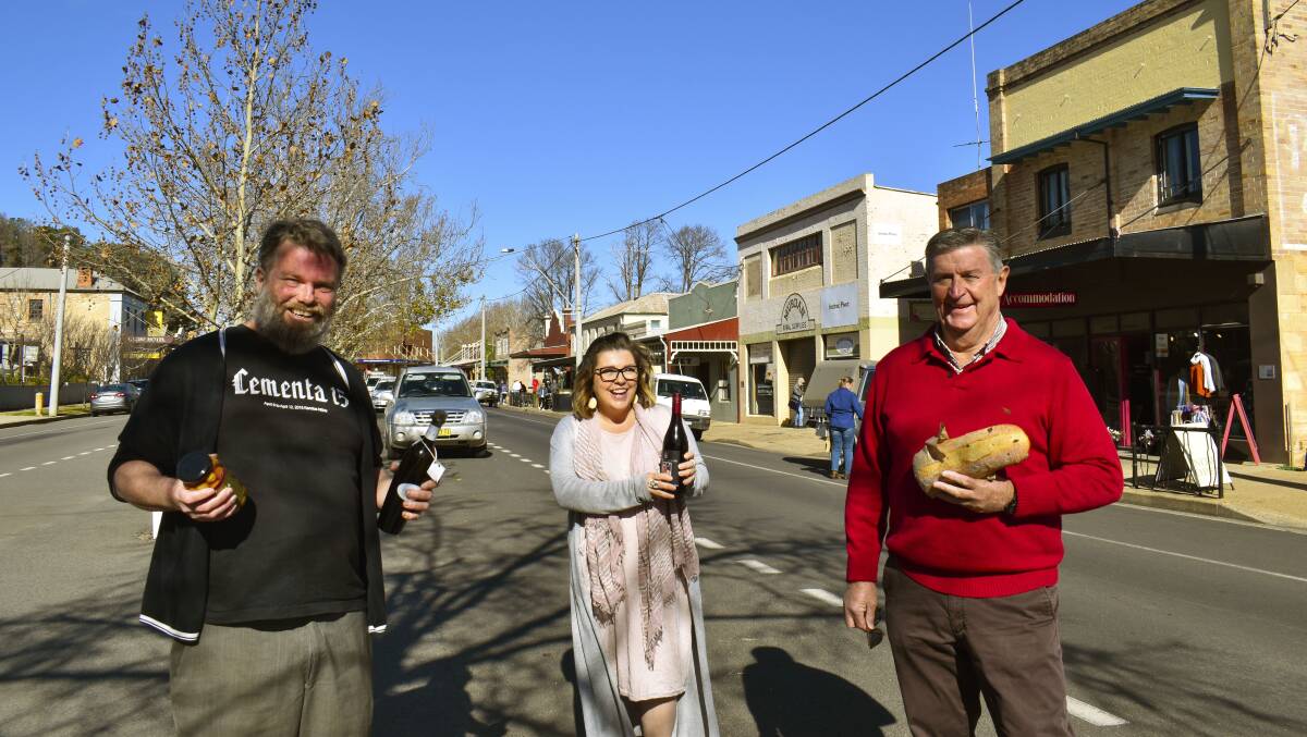 Cementa Creative Director Alex Wisser, Mudgee Region Tourism CEO Cara George and Mid-Western Region Council Mayor Des Kennedy at the announcement of Fermenta in 2020. Photo: Submitted