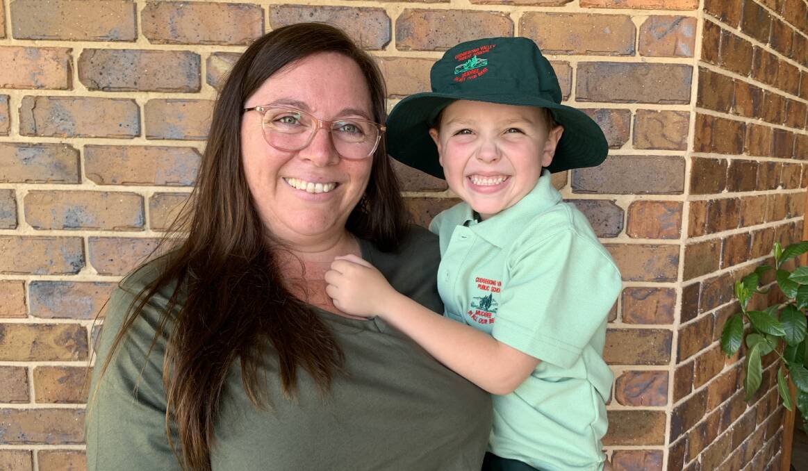 Cassie and Charlie. Cassie is one of many Mudgee parents taking to social media to save money in the back to school season. Photo: Benjamin Palmer
