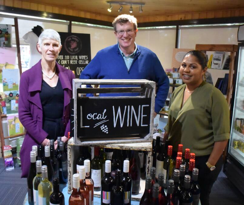 Secretary of the Mudgee Wine Association Jennifer Lewis, Federal Member for Calare Andrew Gee, and Acting Tourism Office Manager, Marliza Sandy.