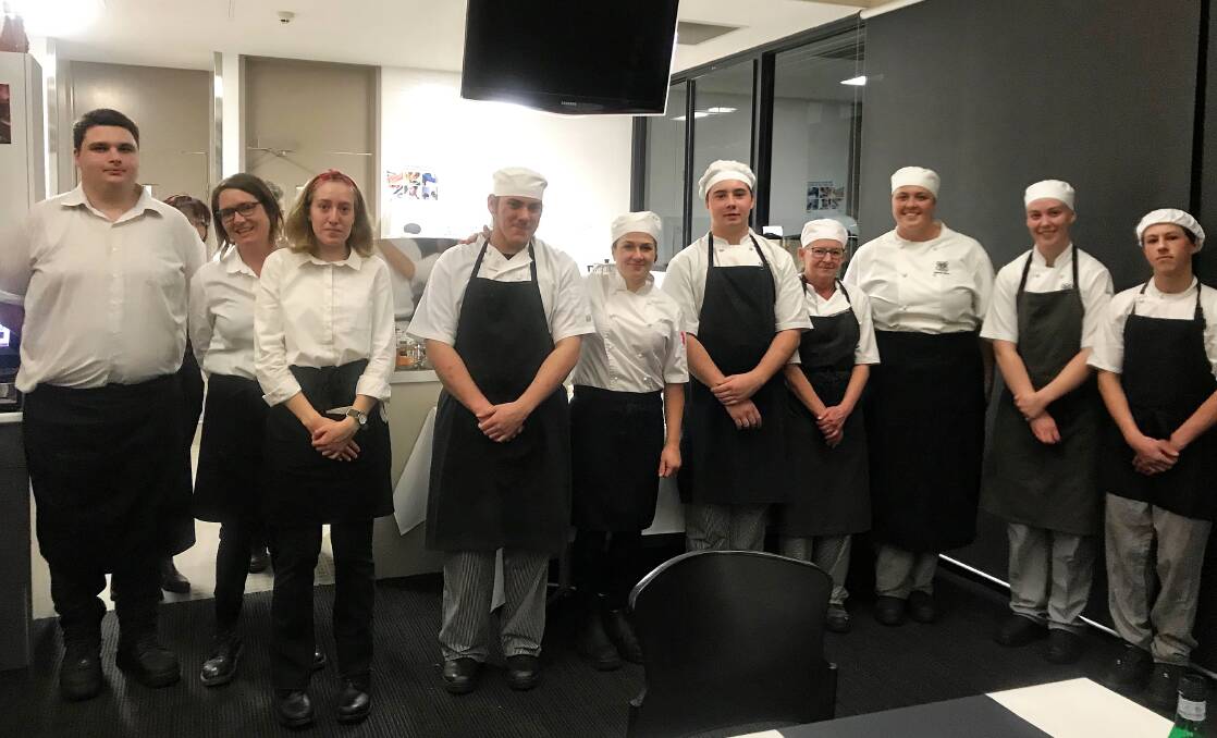 LEARNERS: A group of Certificate III in Commercial Cookery students and Certificate IV in Hospitality students at a TAFE event in July 2019. 