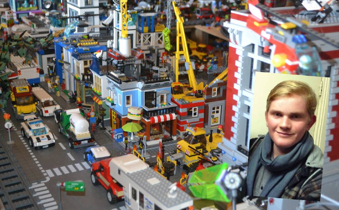 Nathaniel Leatherby and a small section of his elaborate LEGO set up at his home.
Photo: Jacinta Leatherby