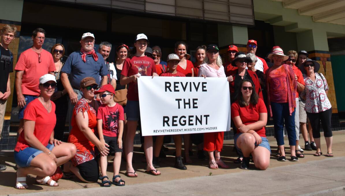 Simone Sheridan and a group of supporters, known as 'revivers' out the front of the Regent Theatre recently. Photo: LM Photography