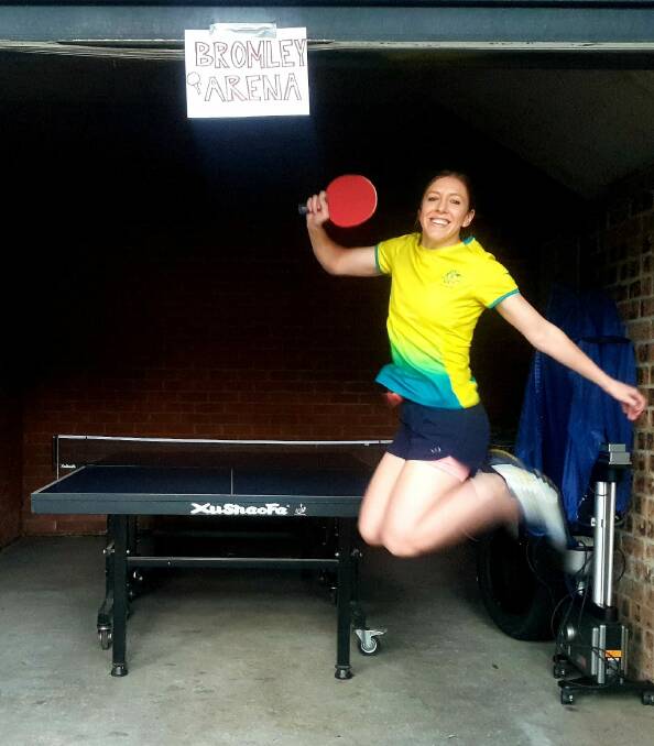 ARENA: Michelle in her aptly-named 'Bromley Arena' training facility, her garage. Supplied