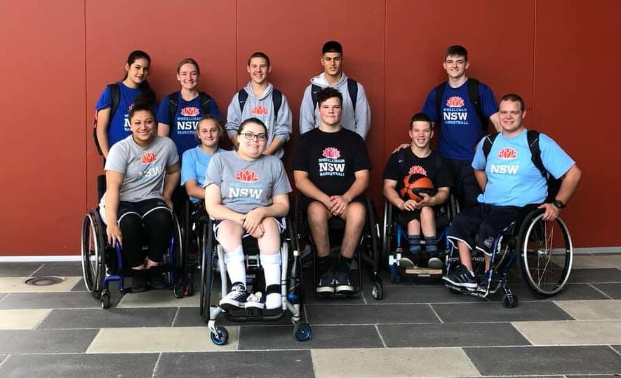 DREAM TEAM: Jarrod in 2019 when he competed in the Kevin Coombs Cup at Townsville in the NSW Blue Hornets under 18s team. Photo: Blues Wheelchair Basketball Club
