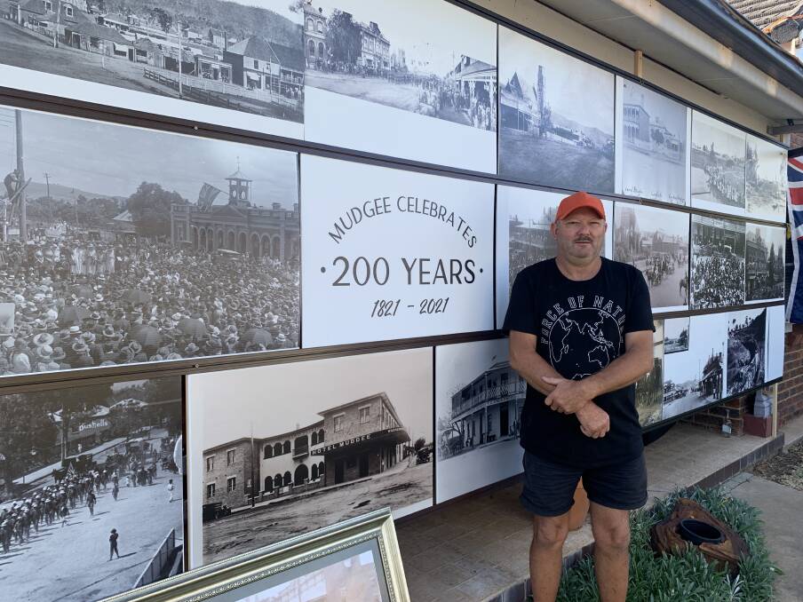 HISTORY: Stephen Gay outside his home on Lewis Street in front of a display he designed and built himself. Photo: Benjamin Palmer