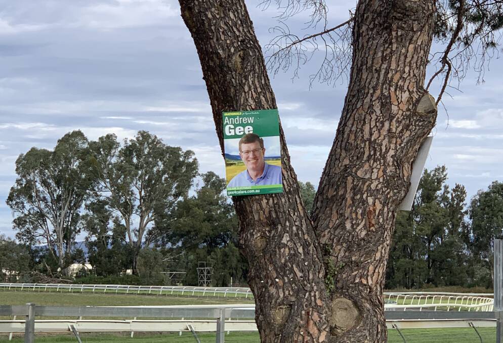 An Andrew Gee election poster on Ulan Road in Mudgee on Thursday, May 2.