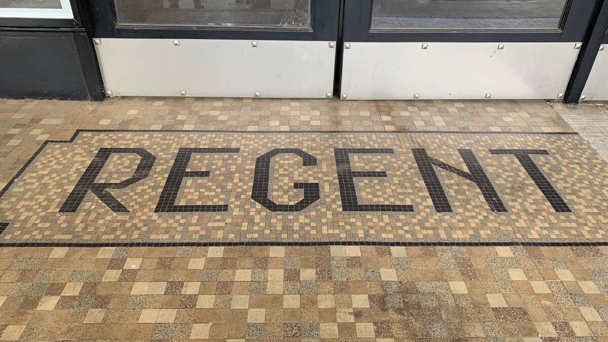 Tiling at the entrance of the Regent Theatre in 2019.
