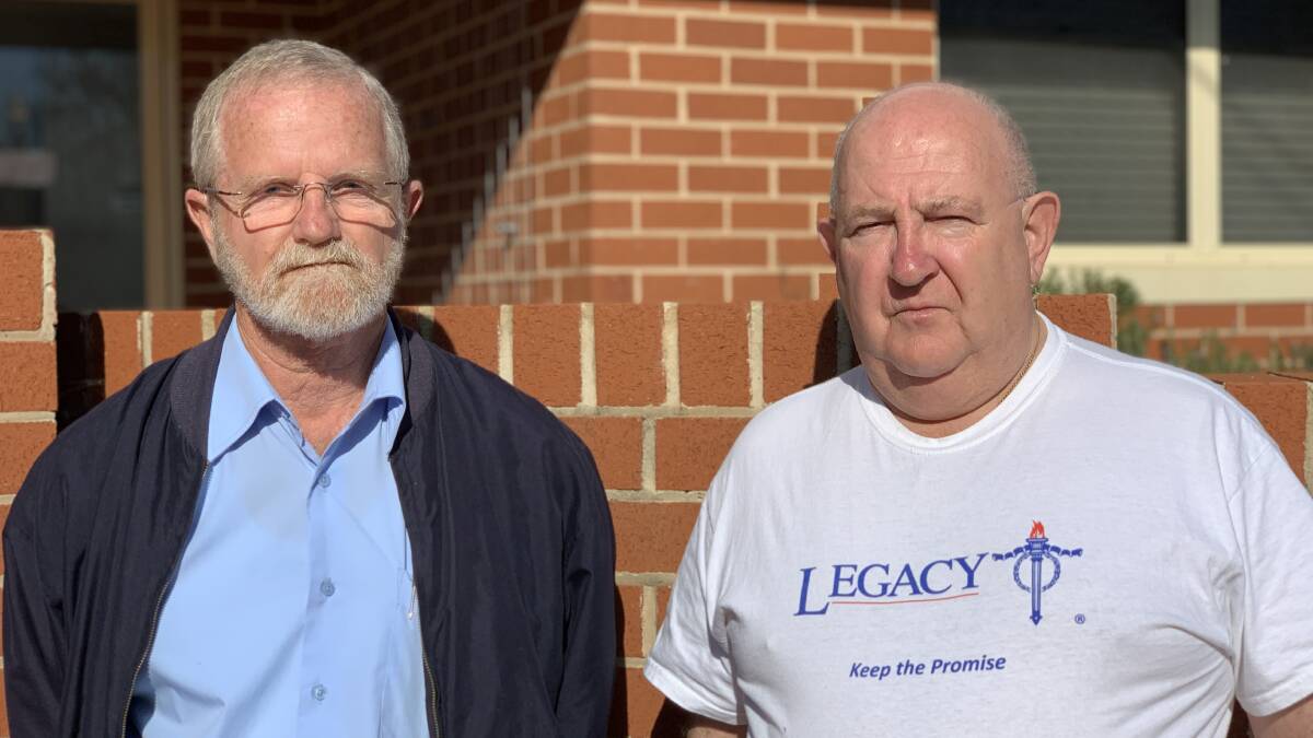 Rob Duffy from Image Signs in Mudgee standing with President of Mudgee Northwest Legacy, Rodger Howard.