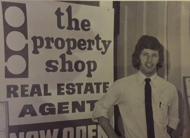 FLASHBACK: Hugh Bateman at the entrance of his upstairs office in Market St in 1973. Image: SUPPLIED