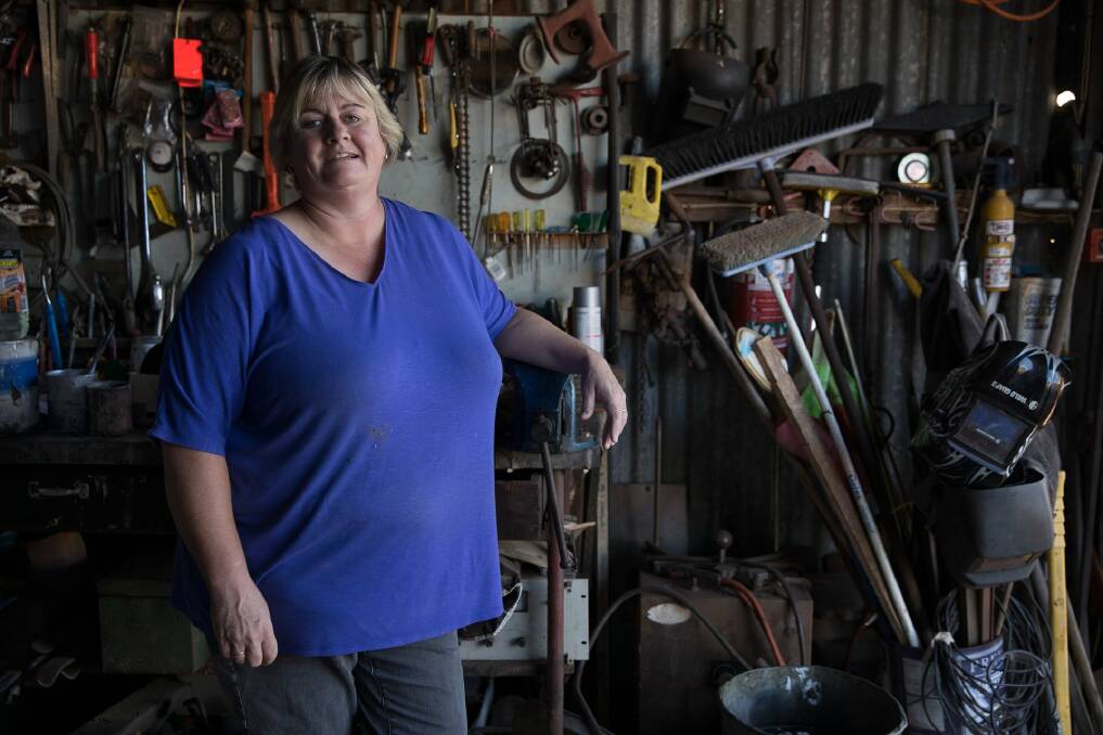 FACES OF COOLAH: Member of Coolah Art Committee Matilda "Tilly" Quera in her work shed. Photo: ALLAN COKER