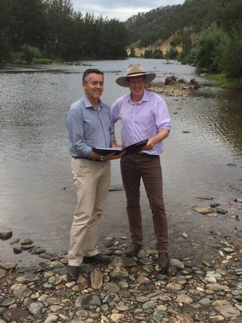 PLANNING IN PROGRESS: The then Minister for Infrastructure and Transport Darren Chester and Calare MP Andrew Gee at the site in late 2016. Photo: SUPPLIED