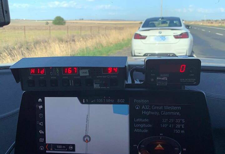 TOO FAST: A male motorist was allegedly driving at 167km/h near Bathurst and told police he was running late for the Bathurst 12 Hour. Photo: NSW POLICE