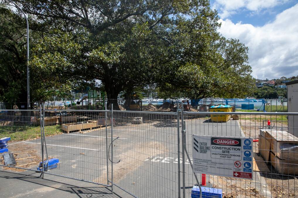 CRIME SCENE: Police established a crime scene at a popular Clontarf playground after workers found bones during earthworks. Picture: Geoff Jones
