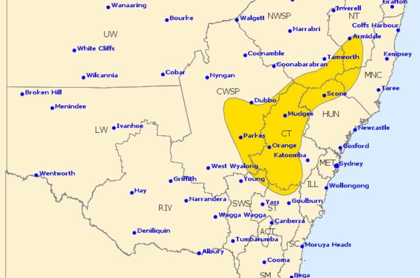 WEATHER WARNING: The severe thunderstorm is predicted to bring heavy rain and damaging winds. Photo: BUREAU OF METEOROLOGY