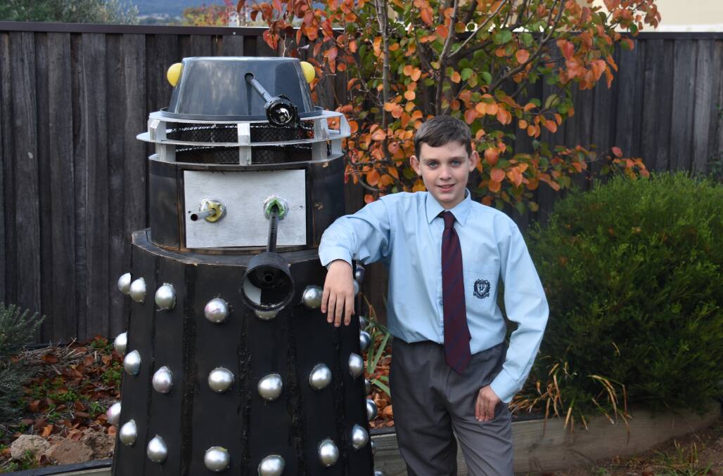 CONNOR'S CREATION: St Matthews' student Connor Mayson spent the school holidays re-creating a Dalek from Dr Who. Photo: Jake Humphreys