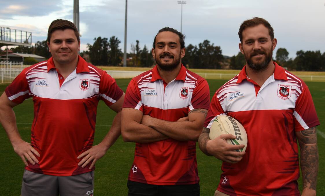 TOGETHER FOR TEN YEARS: Tom Baddock, Corin Smith and Sebastian Flack won an under 18s premiership for the Mudgee Dragons in 2008. Photo: Jake Humphreys