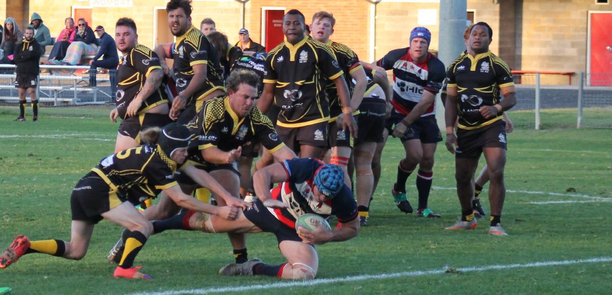 TRY TIME: Dave Jessiman scored the winning try in Mudgee's 24-17 triumph over Dubbo Rhinos on Saturday. Photo: Sam Potts