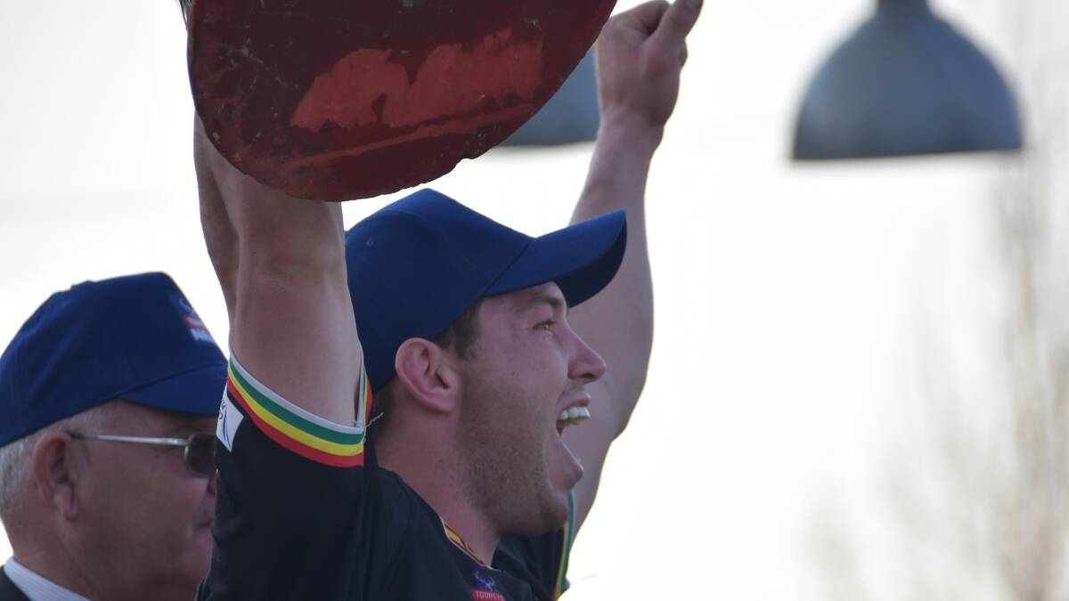 EPIC: Panthers captain-coach Doug Hewitt was ecstatic after his club's 12-10 grand final win over Cowra.