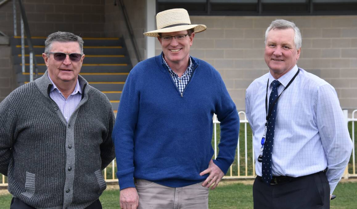 A BIG HELP: Des Kennedy, Andrew Gee and Brad Cam met at Glen Willow Oval on Monday to discuss the upcoming entreprenuership summit. Photo: Jake Humphreys.