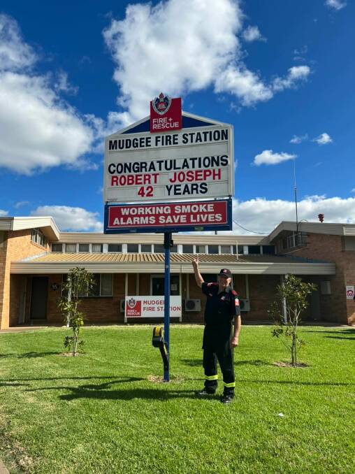 FAREWELL: Robert Joseph retires after 42 years. Picture: Fire and Rescue NSW Station 387 Mudgee Facebook page.