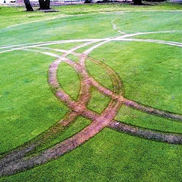 Vandals cut the fence of the Mudgee Golf Course and performed burnouts on the fifth green last weekend.	030712/golfvandal