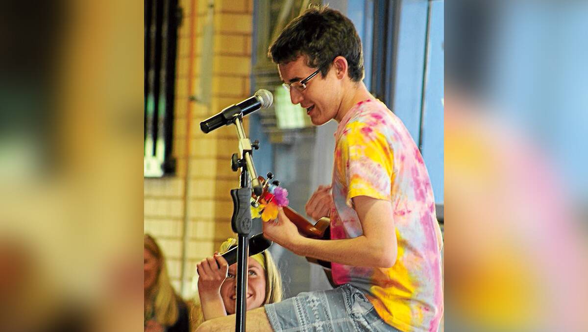 UKULE-ING ME: Connor Jones performs a song by Flight of the Concords at Mudgee High School’s Rainbow Day concert.