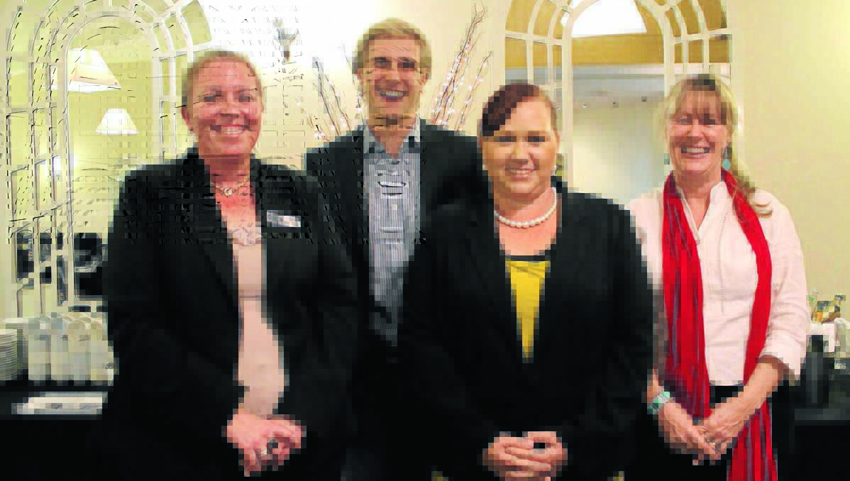 Central West Orana regional manager of the NSW Business Chamber Vicki Seccombe with local finalists Joe Adendorff from The Lodge, Sharon Winsor of Indigiearth and Leonie Cridland representing the Mudgee Chamber of Commerce.	