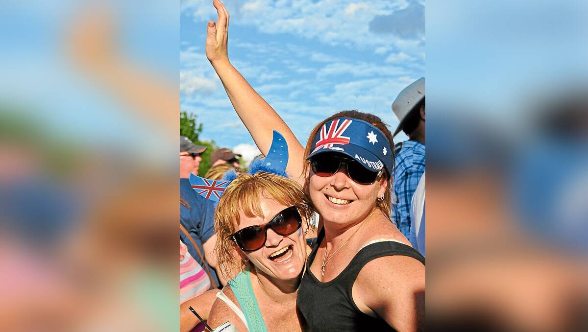 Rowena Mackay of Rylstone  and Cindy Banks  or Mudgee celebrated Australia Day.   Photo by Sandy Smith 	260113 SS/ParklandsConcert/2153