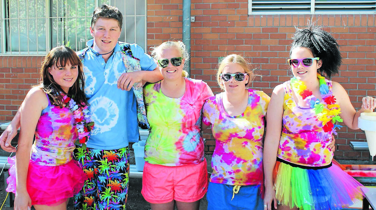 SELLING COLOUR: Taylor Sanders, Corey Tubnor, Adrienne Lee, Megan Ford, and Bianca Crooks, at their Rainbow Day stall.