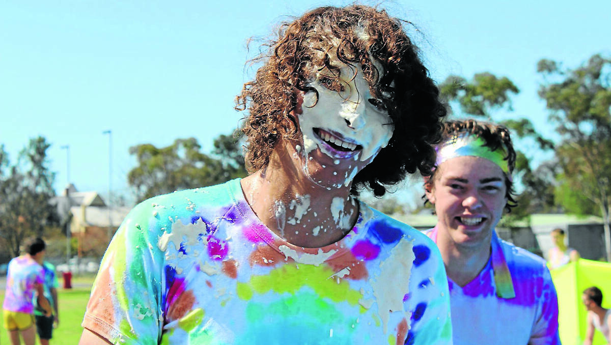 Tom Bambrick got  a pie to the face as part of the celebrations. 210912\Rainbow Day 037